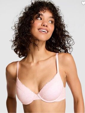 (2) wear every where push up bras with cotton lace trim